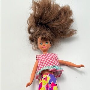 Barbie Doll with Pink Checkered Top and Colorful Pants